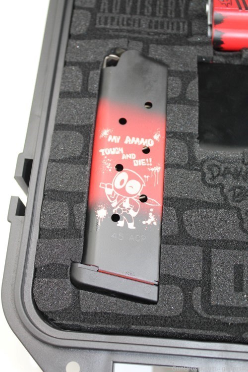 BREATHTAKING ustom Engraved and Cerakoted DEADPOOL Tisas 1911 .45 ACP-img-1