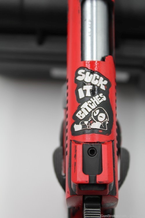 BREATHTAKING ustom Engraved and Cerakoted DEADPOOL Tisas 1911 .45 ACP-img-13