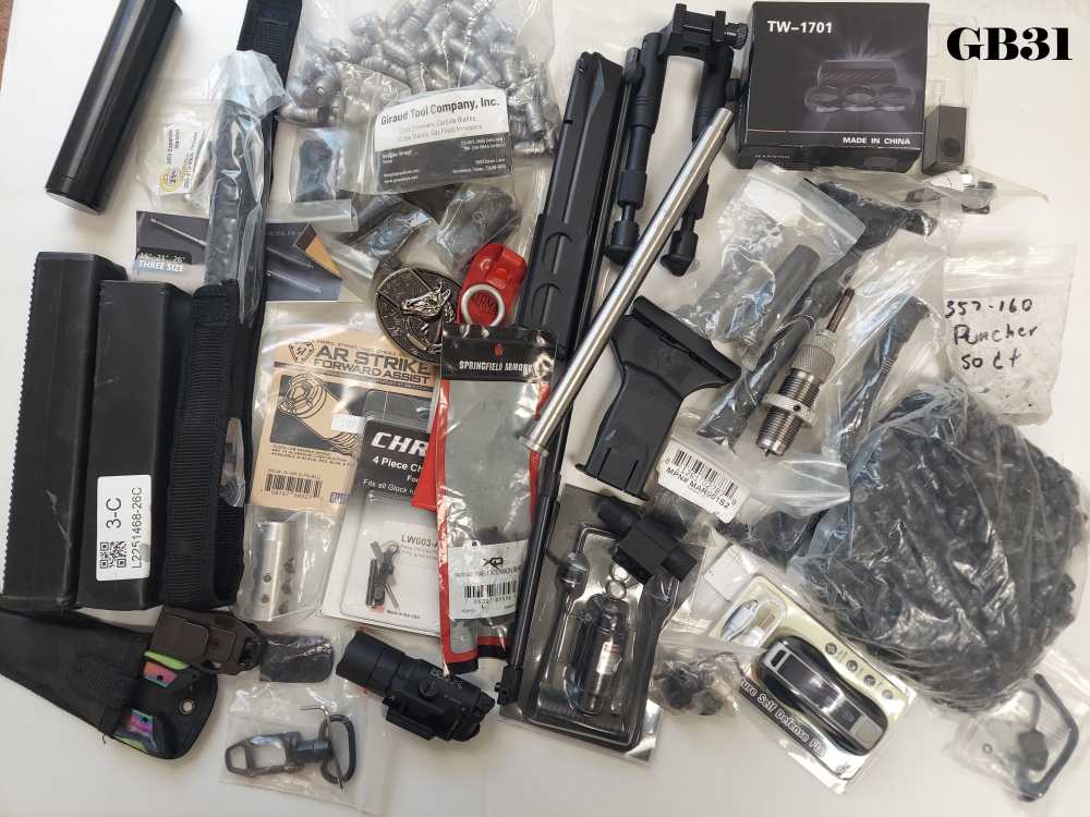 28 Pound Lot of Gun Parts Police Baton Barrel Forward Assist Tripods Reload-img-0