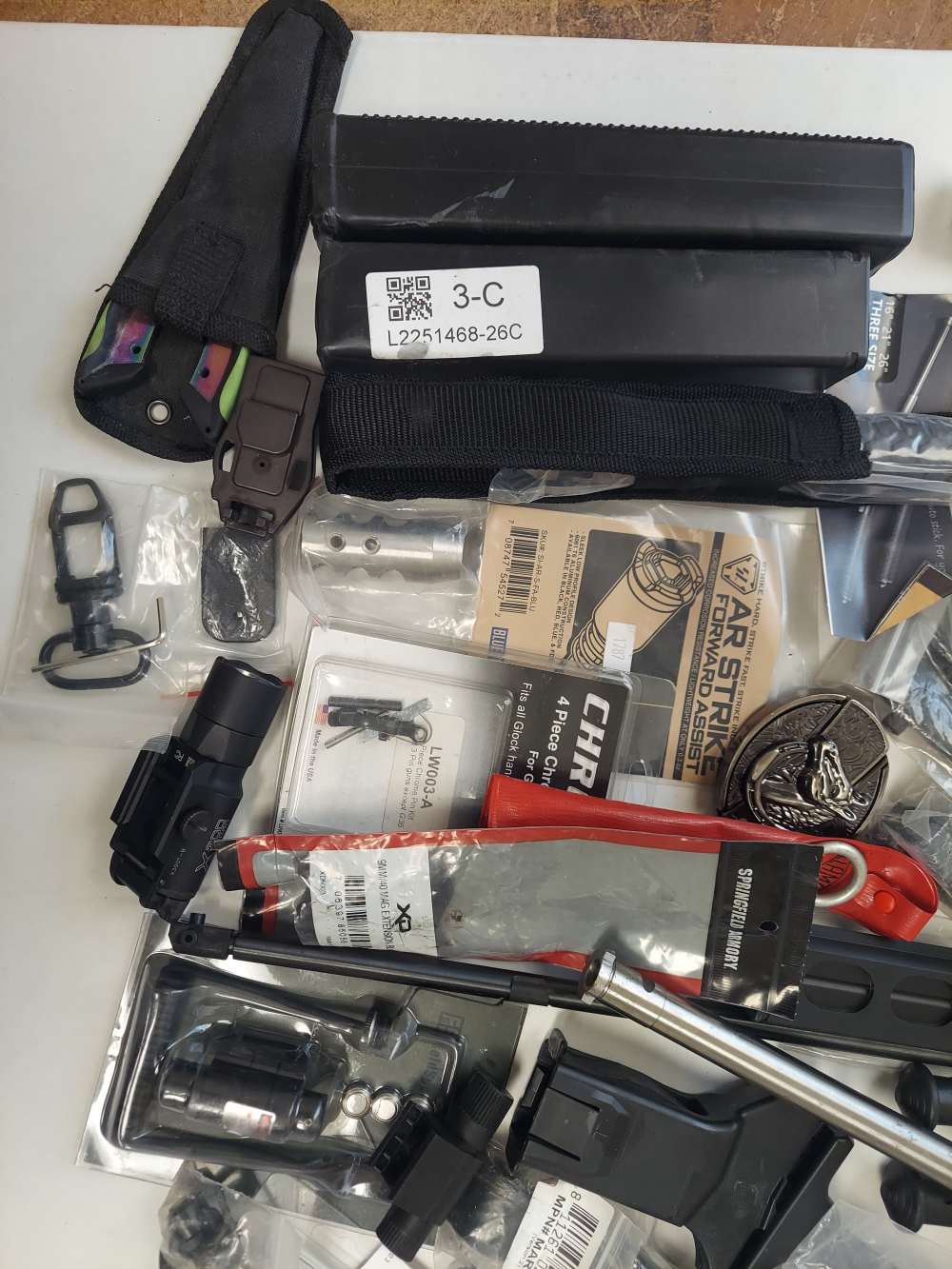 28 Pound Lot of Gun Parts Police Baton Barrel Forward Assist Tripods Reload-img-5