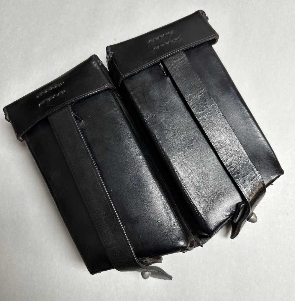SET OF 2-20RD FN FAL STEEL MAGAZINES WITH LEATHER CASE.-img-1