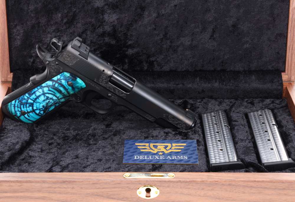 NEW! Nighthawk Custom NHC VIP Black 1911 9mm Hand Engraved NHC Blue Mammoth-img-0