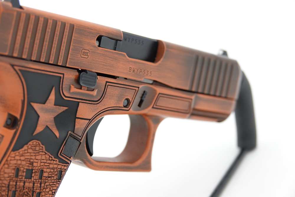 Custom Engraved and Cerakoted Glock 19 Gen5 9mm Texas Edition Ported-img-10