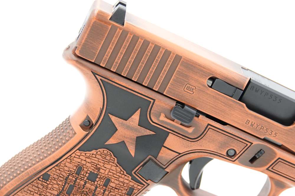 Custom Engraved and Cerakoted Glock 19 Gen5 9mm Texas Edition Ported-img-13