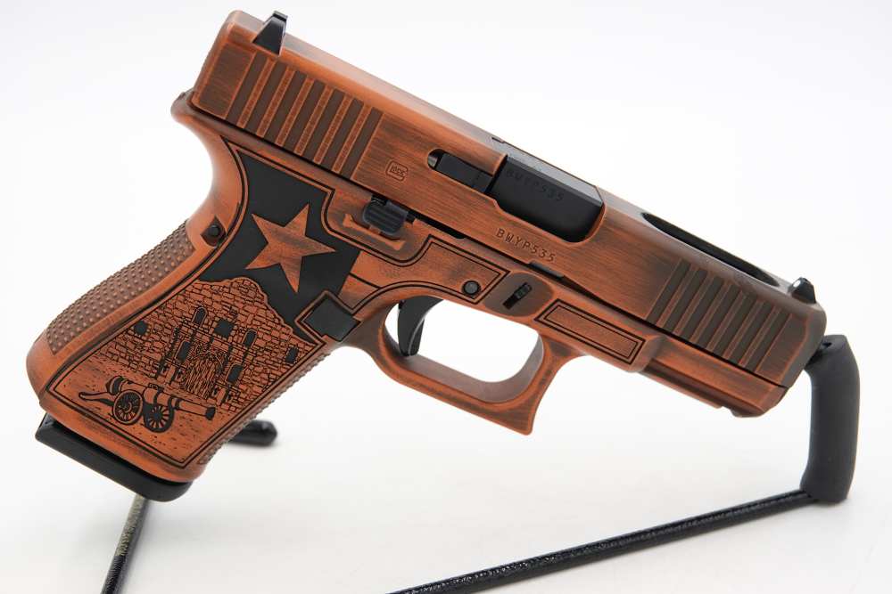Custom Engraved and Cerakoted Glock 19 Gen5 9mm Texas Edition Ported-img-11