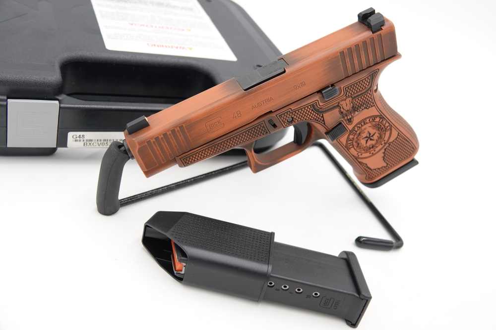 Custom Engraved and Cerakoted Glock 48 9mm Texas Edition-img-1