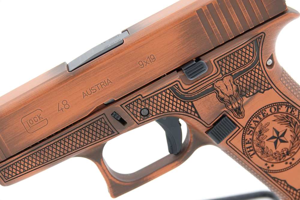 Custom Engraved and Cerakoted Glock 48 9mm Texas Edition-img-4