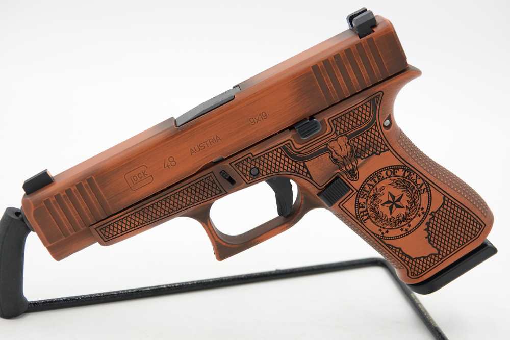 Custom Engraved and Cerakoted Glock 48 9mm Texas Edition-img-2