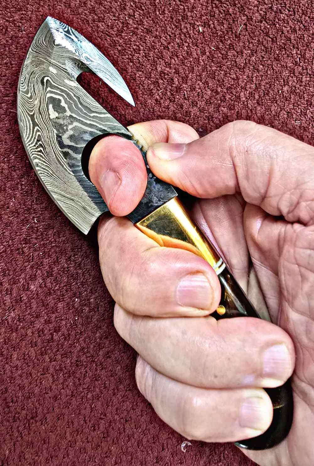 Damascus real GUT HOOK skinners. Full tang construction -img-9