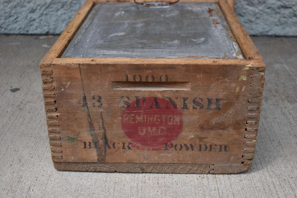 WWI Era Remington UMC .43 Spanish Black Powder 1000 Rd Factory Ammo Crate-img-3