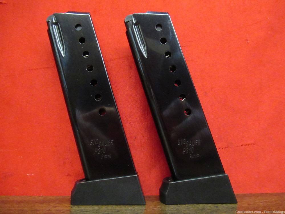 2 OEM Sig Sauer P210 Target 9mm 8rd 8 Round Pistol Magazines Mags Clips-img-6