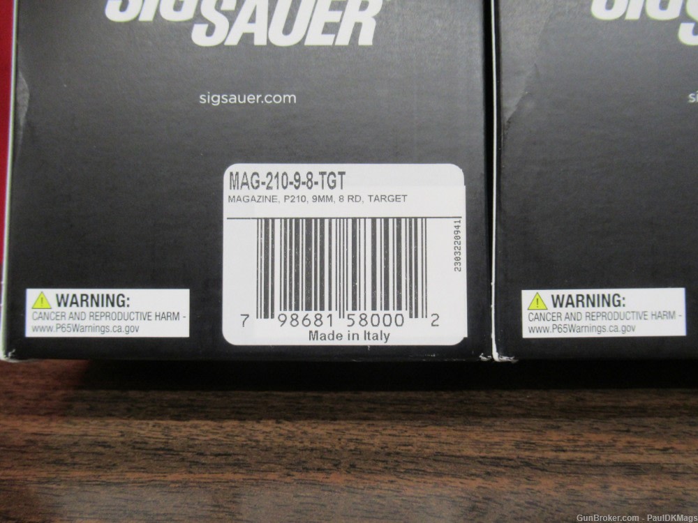 2 OEM Sig Sauer P210 Target 9mm 8rd 8 Round Pistol Magazines Mags Clips-img-2