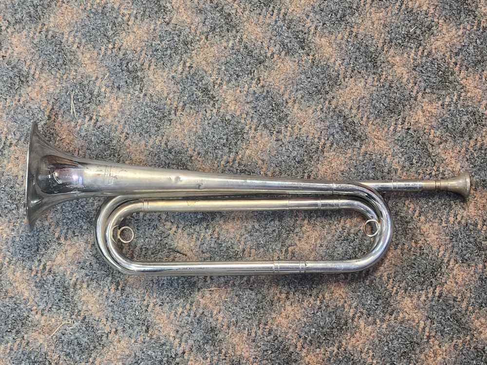 U.S. Regulation Bugle, 17” Silver Ni Finish, Sliding Tuner, Mouthpiece-img-1