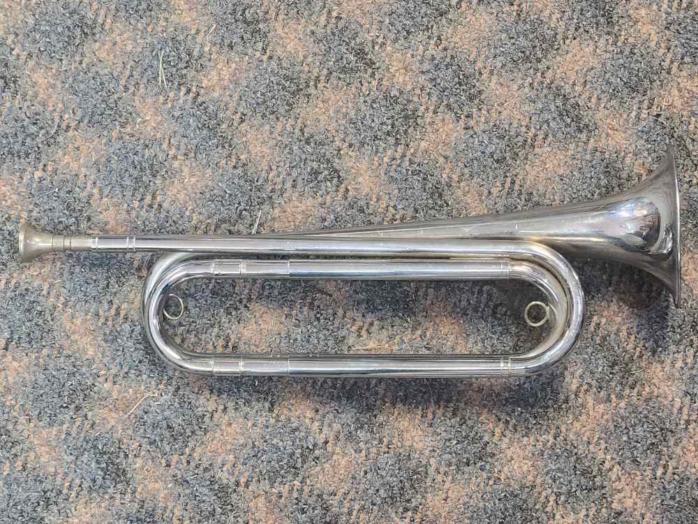 U.S. Regulation Bugle, 17” Silver Ni Finish, Sliding Tuner, Mouthpiece-img-0