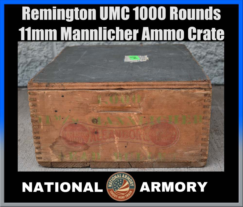 Original Sealed Remington UMC 1000 Rounds 11mm Mannlicher Ammo Crate-img-0