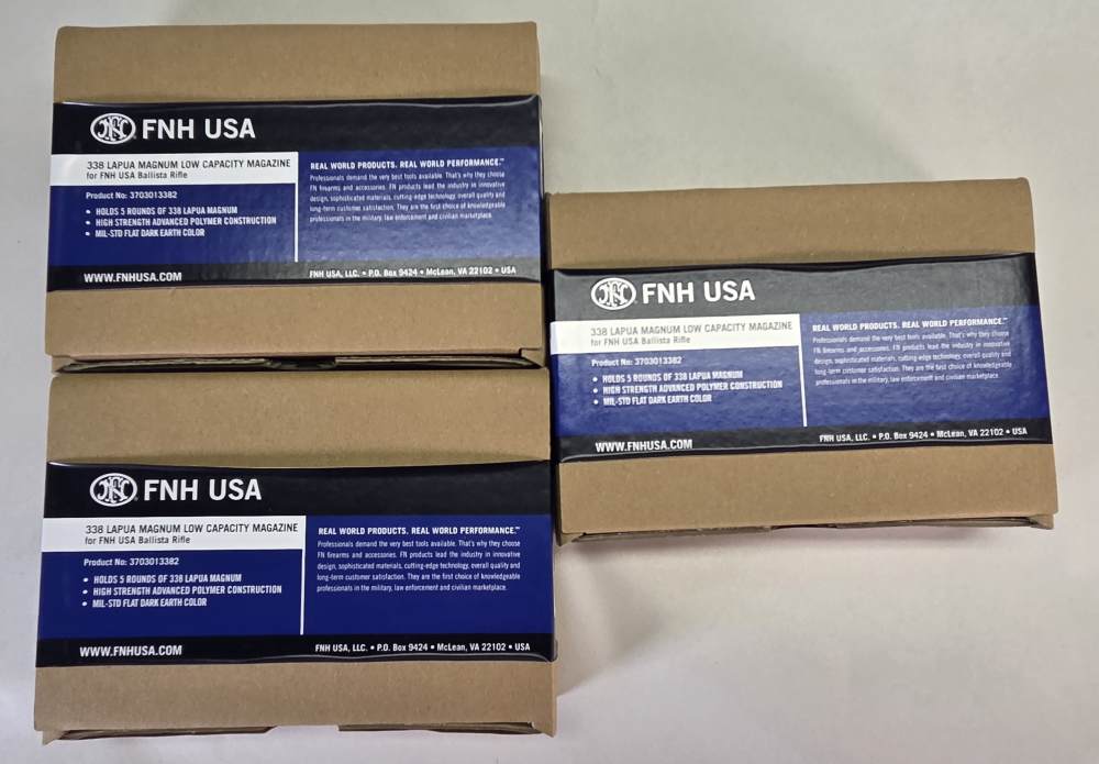 3 FNH USA Ballista Rifle 338 Lapua 5rd FDE Magazines Factory New-img-0