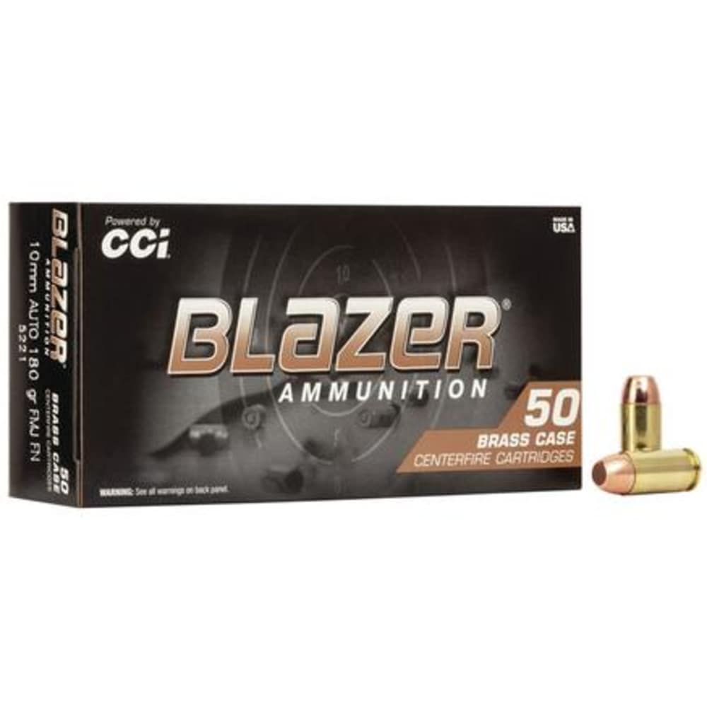 CCI Blazer Brass Handgun Ammunition 10mm Auto 180 gr FMJ 1200 fps 50/ct-img-0