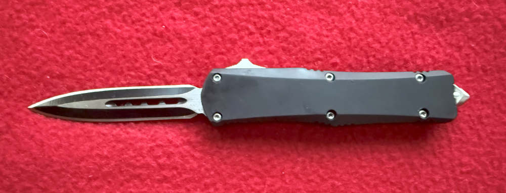 OTF Automatic Knife Combat Trodoon 3 Inch Double Edge Black SS Blade.-img-3