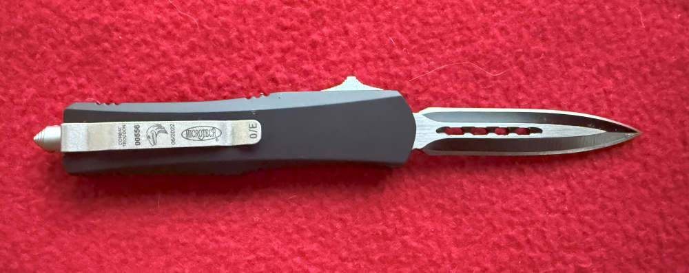 OTF Automatic Knife Combat Trodoon 3 Inch Double Edge Black SS Blade.-img-1