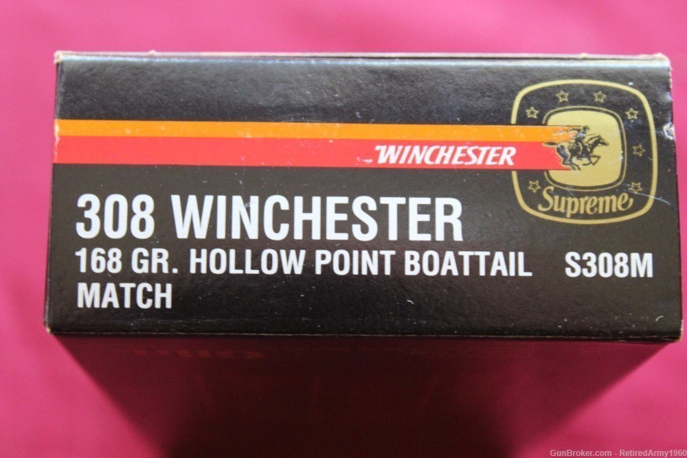 20 Rounds Winch. Supreme 308 Winchester 168gr HP Boattail S308M Match Ammo-img-0