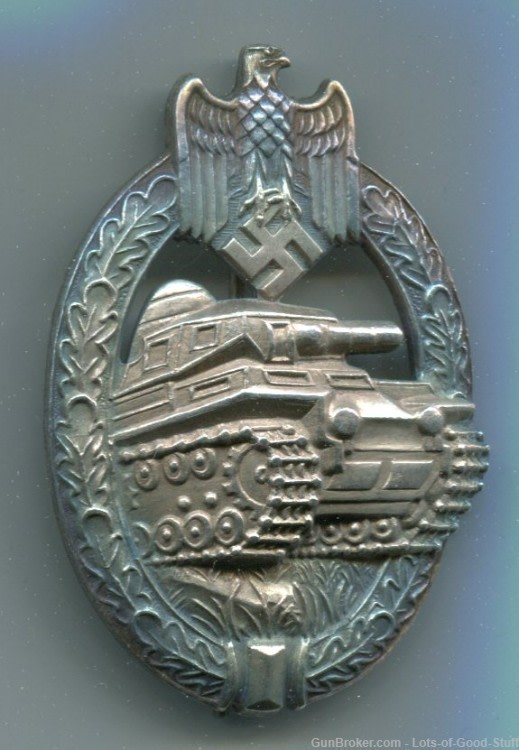 German WWII Army Heer Silver Tank Assault Badge-img-0