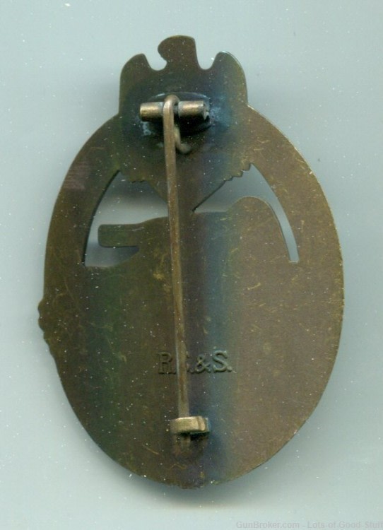 German WWII Army Heer Bronze Tank Assault Badge-img-1