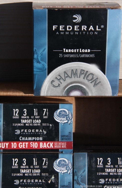 FEDERAL CHAMPION 12 gauge, 2.75”,1 1/8 oz.,#7 ½ shot Target Load-250 rounds-img-2