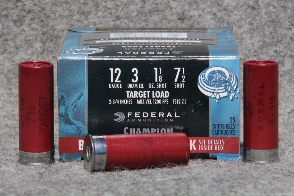 FEDERAL CHAMPION 12 gauge, 2.75”,1 1/8 oz.,#7 ½ shot Target Load-250 rounds-img-1