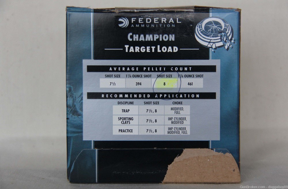 FEDERAL CHAMPION 12 gauge 2.75”, 1 1/8 oz., #8 shot Target Load- 100 Rounds-img-1