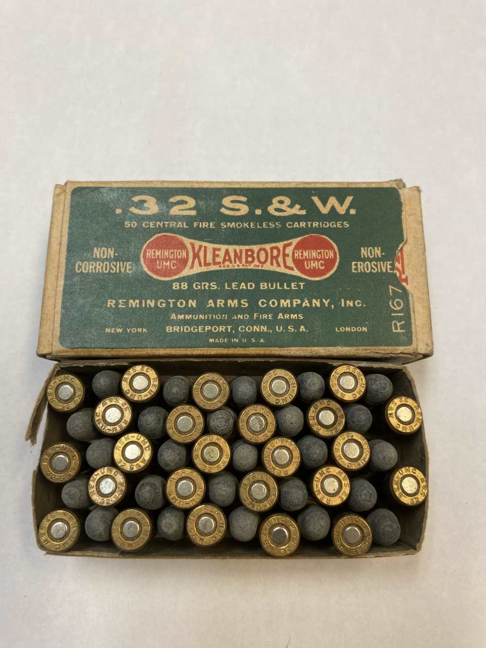 1928 Remington Kleanbore " Dogbone" 32 S&W 88 gr Lead NOS -img-0