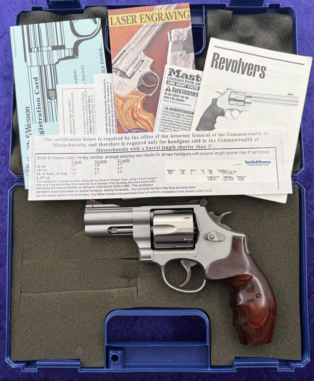 S&W 625-7 Lew Horton .45 Colt 3" Full Lug Stainless 1 of 40 Boxed Lettered-img-0