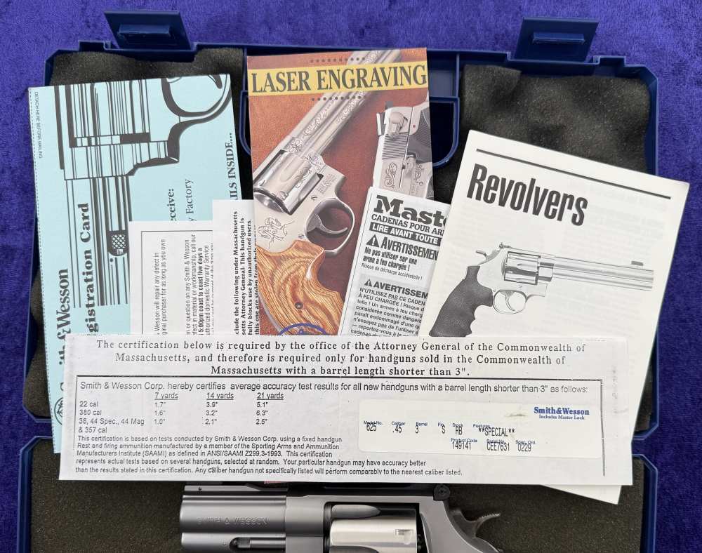 S&W 625-7 Lew Horton .45 Colt 3" Full Lug Stainless 1 of 40 Boxed Lettered-img-26
