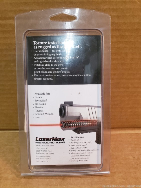 Lasermax Guide Rod Laser for Glock 19/23/32/38 Gen 1-3 Red Laser-img-1