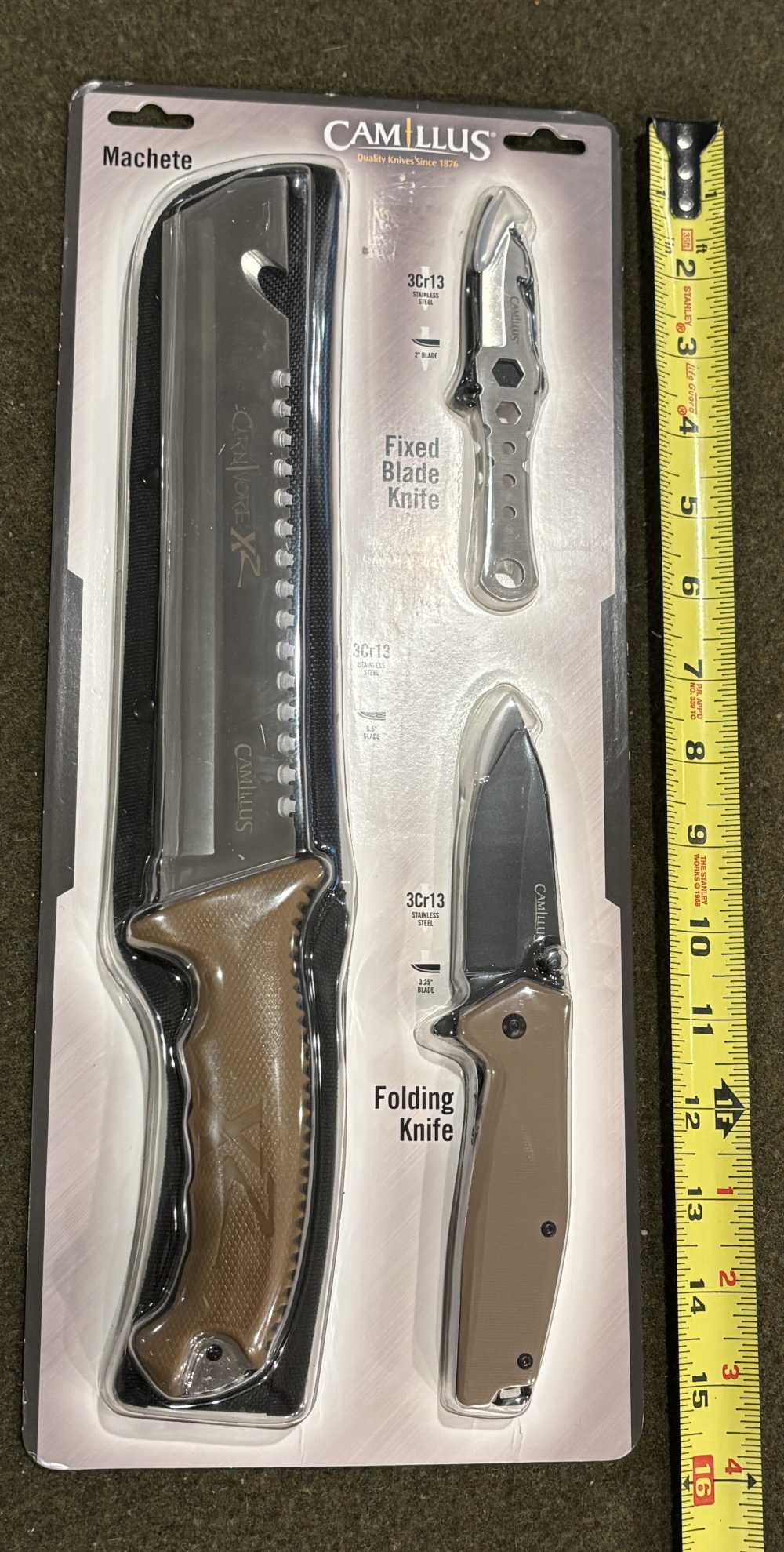New Old Stock - Camillus 3-Piece Adventure Pack - Machete and Knives-img-0