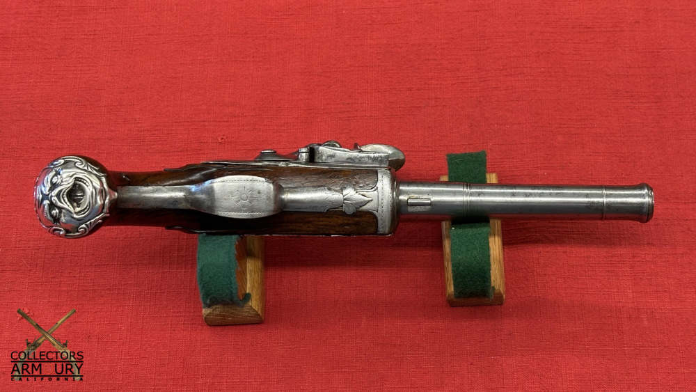 Silver Mounted Mid 18th Century English Flintlock Pistol By John Smith-img-4