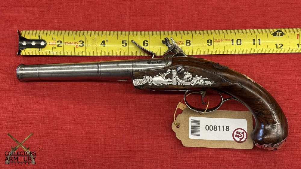 Silver Mounted Mid 18th Century English Flintlock Pistol By John Smith-img-22