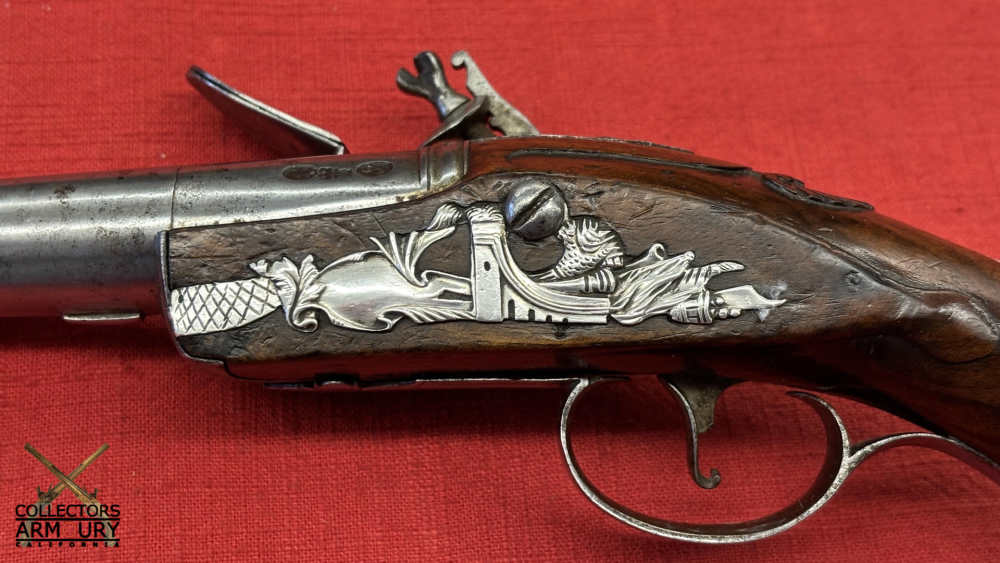 Silver Mounted Mid 18th Century English Flintlock Pistol By John Smith-img-10