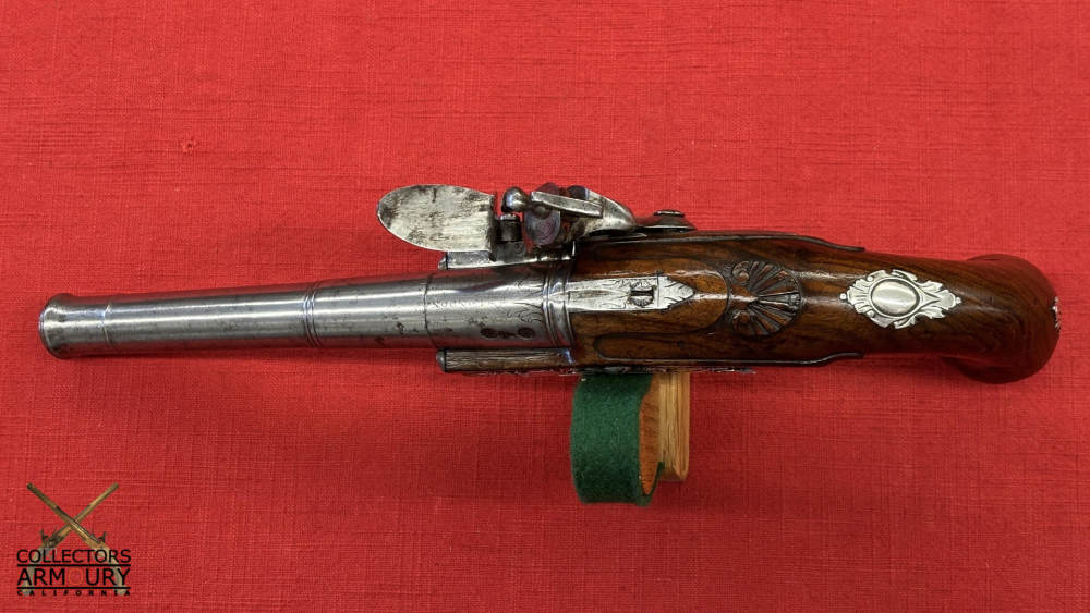Silver Mounted Mid 18th Century English Flintlock Pistol By John Smith-img-3