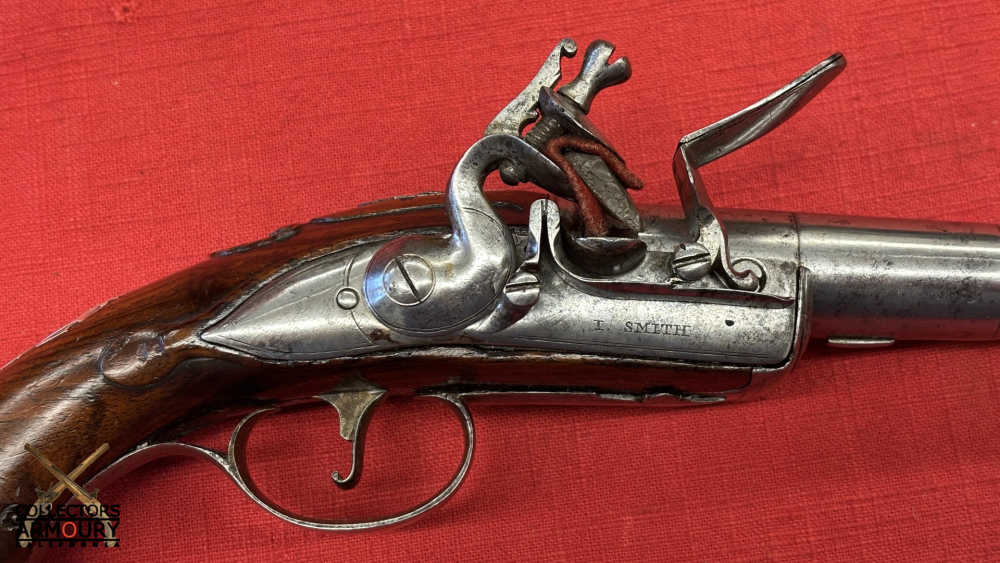 Silver Mounted Mid 18th Century English Flintlock Pistol By John Smith-img-6