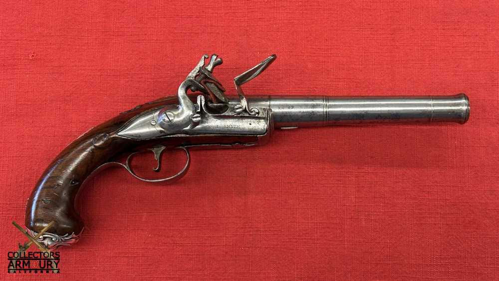 Silver Mounted Mid 18th Century English Flintlock Pistol By John Smith-img-1