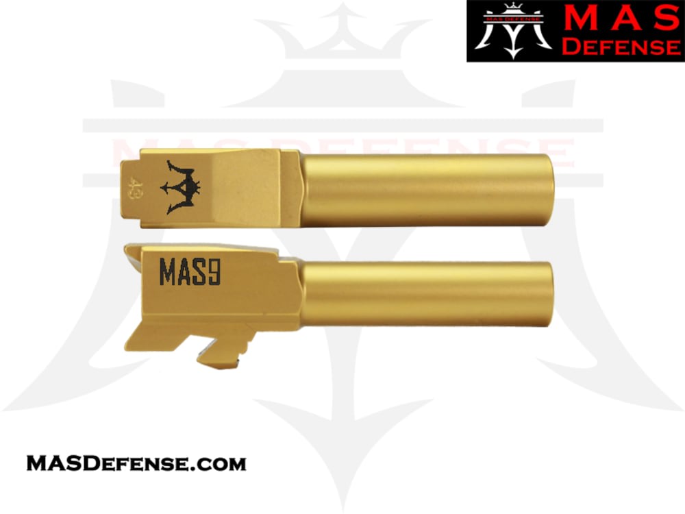 MAS DEFENSE 9MM 416R STAINLESS STEEL BARREL - G43 FITMENT - MATTE GOLD TIN-img-0
