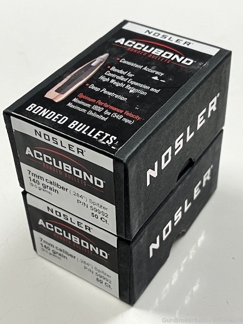 Nosler Accubond 7mm Caliber(.284") 140gr. P/N 59992 100 Count New!-img-1
