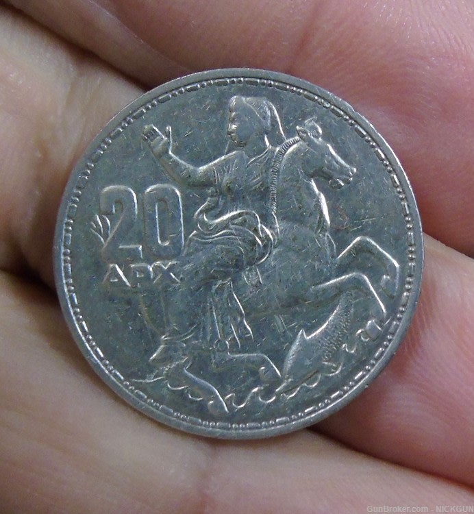 1960 Greece 20 Drachmai - Selene the Moon Goddess 0.835 Silver Coin-img-0
