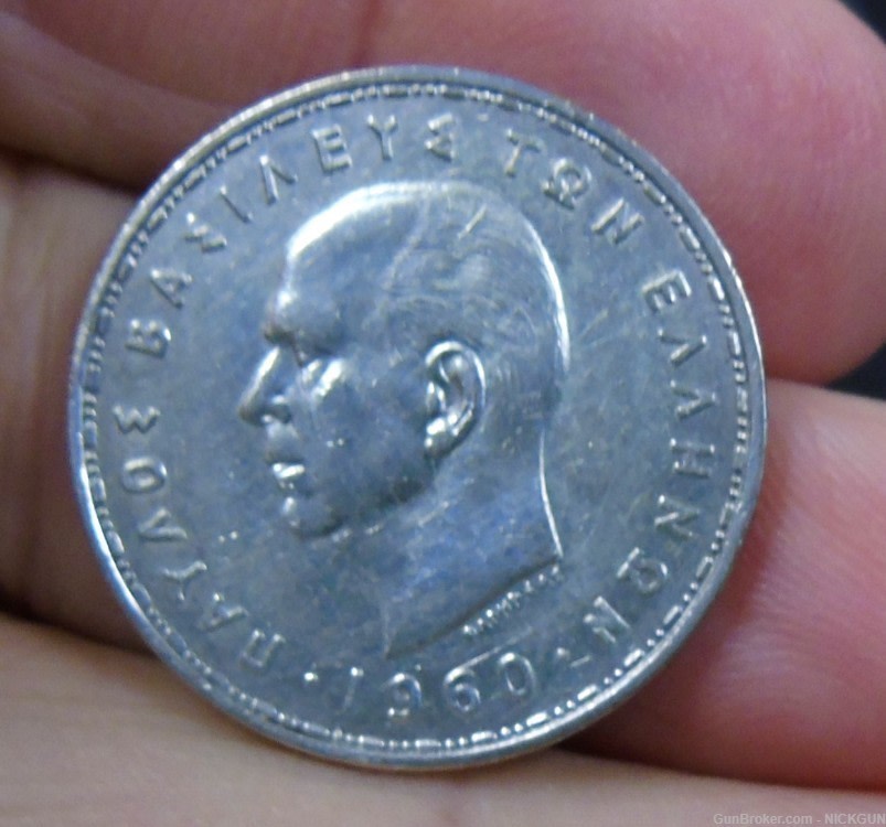 1960 Greece 20 Drachmai - Selene the Moon Goddess 0.835 Silver Coin-img-2