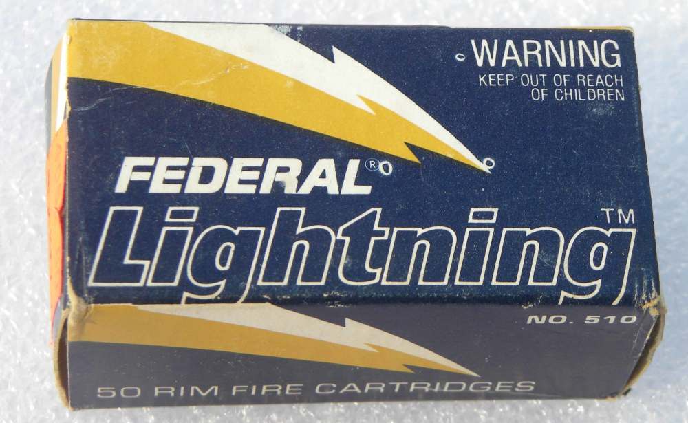 Full & Correct 50 Ct Vintage Box Federal Lightning 22 LR Long Rifle Ammo-img-0