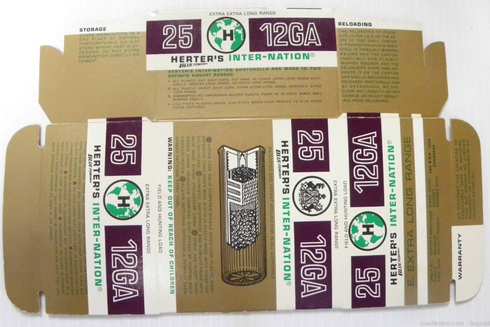 2 Empty Vintage Herter's 12 Ga Shotgun Shell Boxes Very Good Condition-img-2