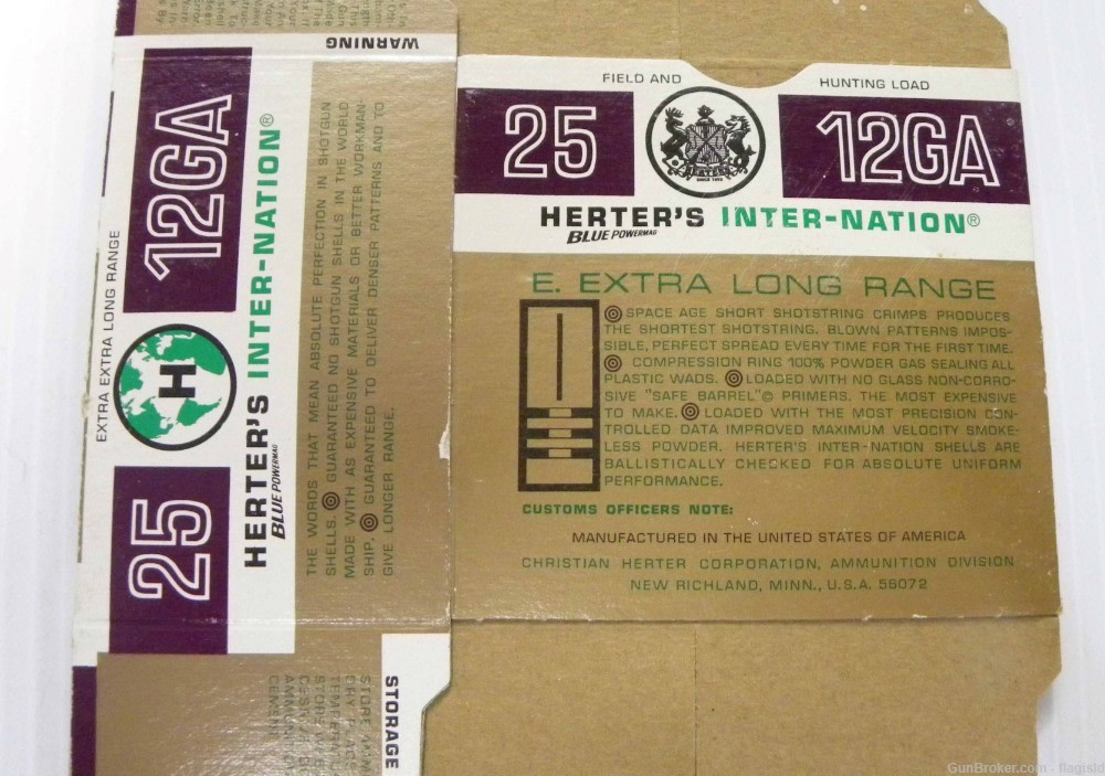 2 Empty Vintage Herter's 12 Ga Shotgun Shell Boxes Very Good Condition-img-3