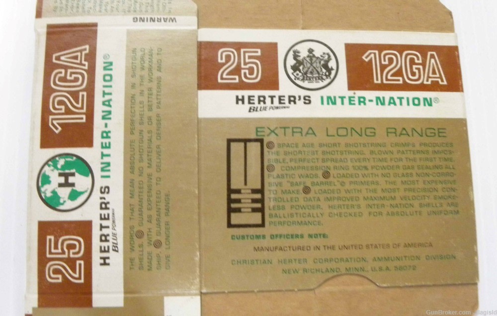 2 Empty Vintage Herter's 12 Ga Shotgun Shell Boxes Very Good Condition-img-1