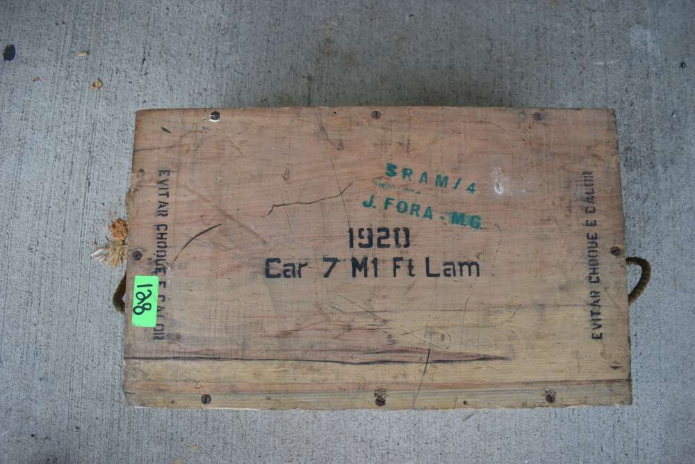 Vintage 1969 Brazilian Army Wooden 7.62 NATO Ammunition Linked Ammo Crate-img-4