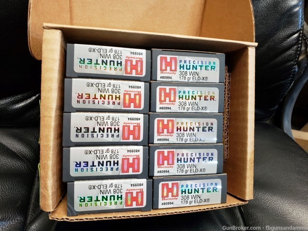 RDY2SHIP 200 ROUNDS HORNADY 308 WINCHESTER ELD-X PRECISION HUNTER 178 80994-img-0